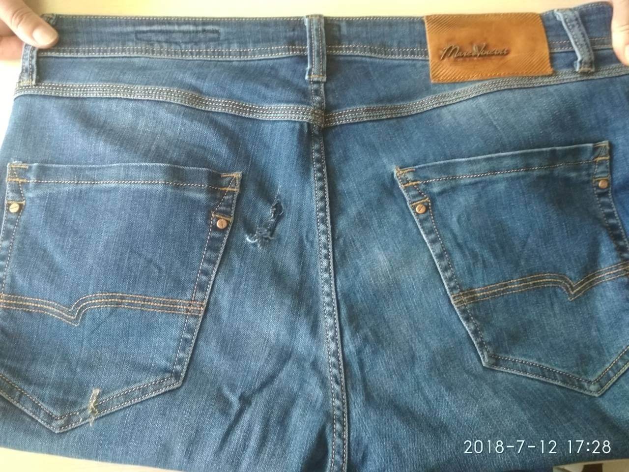 ремонт джинсовых шорт "до"